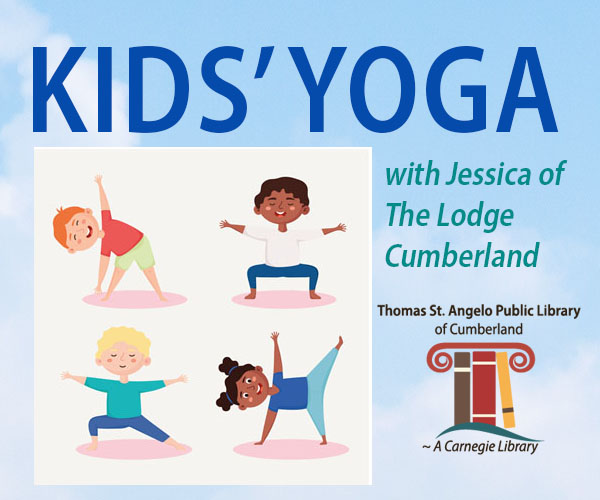 Cartoon children doing yoga stretches.