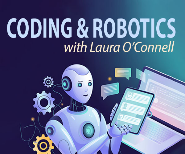 Coding & Robotics with a robot, computer and tablet.